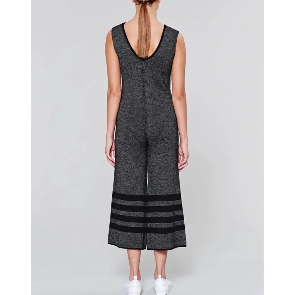 Native Youth Retrograde Wide Leg Culotte Jumpsuit Grey/Black Size S Boho Artsy
